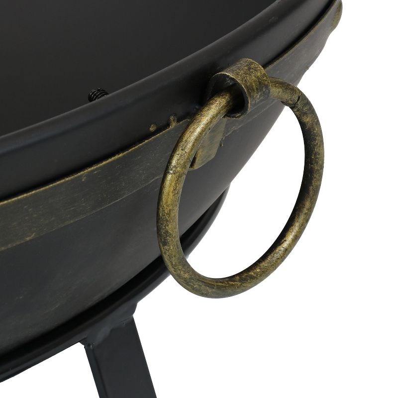 Sunnydaze Outdoor Camping or Backyard Steel Victorian Fire Pit Bowl with Handles and Spark Screen - 25" - Black, 5 of 14
