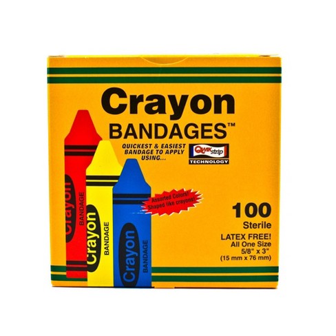 Aso Adhesive Strips For Wounds, Crayon Design, 100 Count, 1 Pack : Target