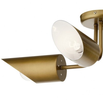 Gold and Black Modern Brass Semi-Flush Mount Ceiling Light