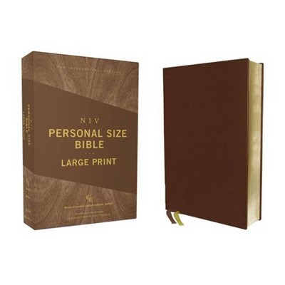 Niv, Personal Size Bible, Large Print, Genuine Leather, Buffalo, Brown, Red Letter Edition, Comfort Print - by  Zondervan (Leather Bound)