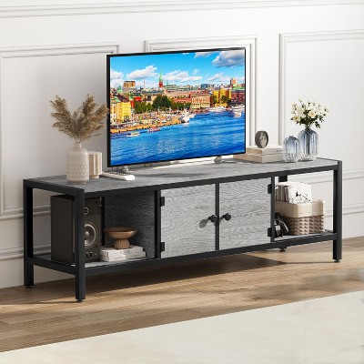 Whizmax 58" TV Stand for TV up to 65 Inches, Large TV Console Table with 2 Closed Storage Spaces and Open Compartments for Living Room, Bedroom