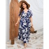 Garvee Women Plus Size V Neck Wrap Maxi Dress High Waist Ruffle Summer Casual Dress with Belt Short Sleeve - 2 of 4