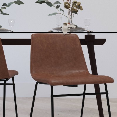 Set of 2 Faux Leather Bucket Seat Dining Chairs with Frame - Merrick Lane