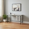 24" Brown and Black Computer Desk With Three Drawers - 2 of 4
