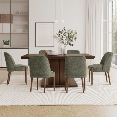 Upholstered Dining Chair​ Set of 6,Solid Wood Dining Chair with Beech Legs Mid Century Modern Dining Room Chair for Kitchen,Dining Room-Tanpinhause