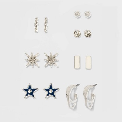 Stud Earring Set 8pc - A New Day™ Silver