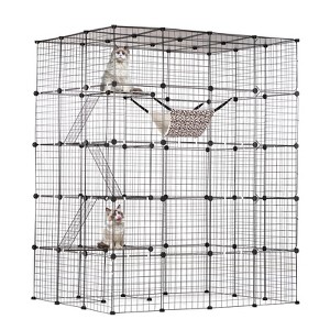 VEVOR Large 4-tier Cat Cage, 54 x 41 x 69", Detachable Metal Wire Cat Enclosure, with 5 Front Doors Hammock Ramp ladders, Indoor & Outdoor Crate - 1 of 4