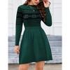 Women Long Sleeve Knitted Crewneck High Waist A-Line Cute Mini Sweater Dress - 2 of 4
