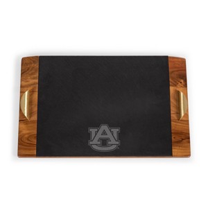 NCAA Auburn Tigers Covina Acacia Wood and Slate Black with Gold Accents Serving Tray - 1 of 4