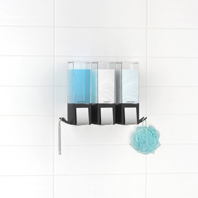Clever Black and Chrome Triple Shower Dispenser