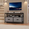 50" dresser-style TV stand with 2 drawers; compact entertainment center in grey with black drawers, perfect for living room or bedroom storage. - 2 of 4