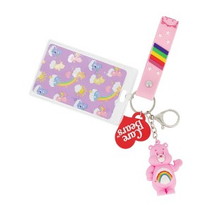 Care Bears ID Card and Badge Holder Keychain Cheer Bear Wristlet with Key Ring Pink - 1 of 2