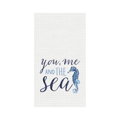 C&F Home You, Me & The Sea Embroidered Waffle Weave Kitchen Towel