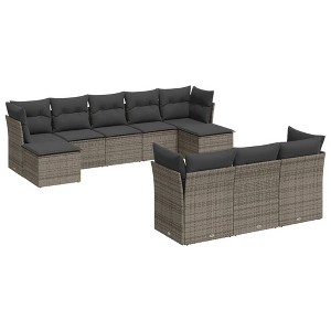 vidaXL Garden Sofa Set Grey, Dark grey - 1 of 4