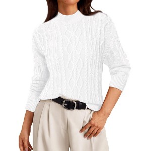 INSPIRE CHIC Women's Vintage Long Sleeve Crew Neck Knitted Sweater - 1 of 4