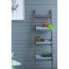 Rustic Foldable Ladder Planter – 5-Bucket Vertical Garden Stand with Galvanized Pots & Fir Wood Frame, Farmhouse Outdoor Décor - 3 of 4