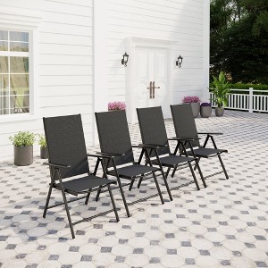Captiva Designs Outdoor Pre-assembled Aluminum & Steel Frame Textilene Reclining Foldable Chairs, Set of 4 - 1 of 4