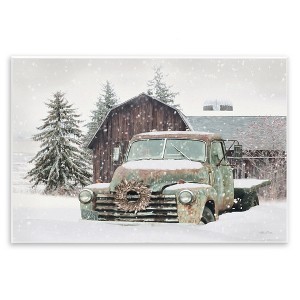 Stupell Industries Winter Rural Vintage Truck & Barn, 15" x 10" - 1 of 4