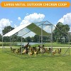Metal Chicken Coop with Spire Roof, Walk-In Chicken Run with Double Doors, Waterproof & Anti-UV Cover, Outdoor Poultry Cage for Backyard Farm Use - 4 of 4