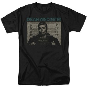Trevco Supernatural - Dean Winchester Mug Shot Adult  T-Shirt - 1 of 1