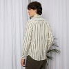 Campus Sutra Men Men's Saltbox Beige & Sage Green Lined Halo-Striped Shirt - 4 of 4