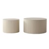 GDFStudio Benedict Modern 2 Pieces Handcrafted Relief Wood Round Accent Table Set - 2 of 4