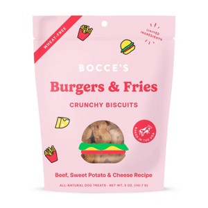 Bocce's Bakery Burgers and Fries with Sweet Potato, Beef and Cheese Flavor Dog Treats - 5oz - 1 of 3