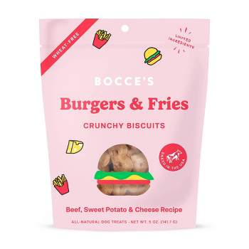 Bocce's Bakery Burgers and Fries with Sweet Potato, Beef and Cheese Flavor Dog Treats - 5oz