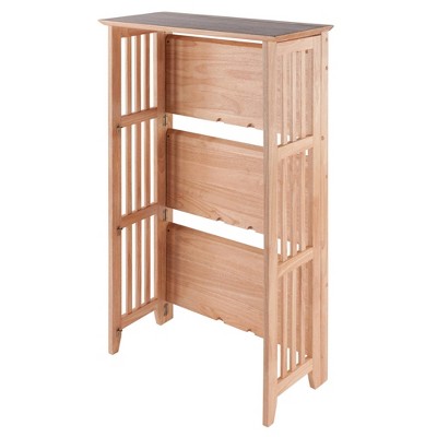 Natural Light Wood 4-Tier Foldable Bookshelf