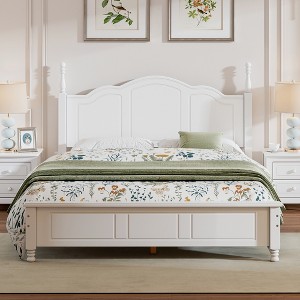 Queen Size Wood Platform Bed with Wooden Slat Support - 1 of 4