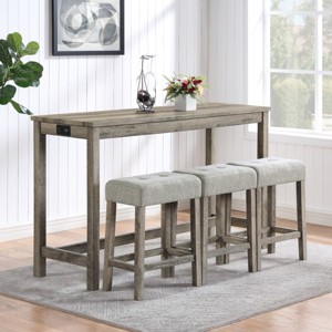 4 Piece Bar Table Set with Power Outlet,Bar Table and Chairs Set,Dining Table Set,Industrial Breakfast Table Set-Maison Boucle - 1 of 4