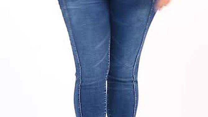 Agnes Orinda Women's Plus Size Mid Rise Stretch Washed Skinny Denim Jeans, 2 of 8, play video
