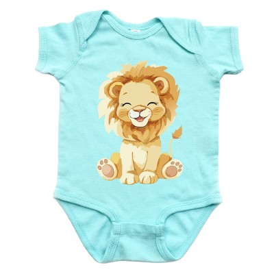 The Juniper Shop Watercolor Lion Baby Short Sleeve Bodysuit - 18M - Chill