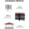 Jojoka 13x13FT Gazebo with Mosquito Net & Double Roof,Adjustable Height Canopy Tent with Waterproof and Ultraviolet Double Roof - 3 of 4