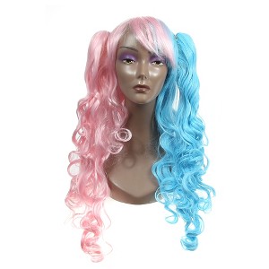 Unique Bargains Women Curly Human Hair Wigs with Wig Cap 650g - 1 of 4