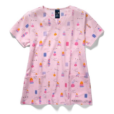 Zoe and Chloe Zoe+Chloe Performance Notch Neck Print Scrub Top