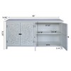 Wooakway 60"W*32"H Solid Wood Farmhouse Accent Cabinet 4 Door Modern Decorative Storage Cabinet in White Wood Credenza for Dining Living Room - 4 of 4