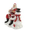 Roman 7.75 In Snowman With Santa Red Bird Cardinal Figurines - 3 of 3