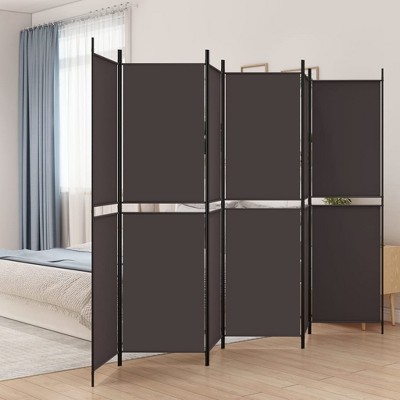 vidaXL 6-Panel Room Divider in Brown- Fabric and Iron Room Seperator with Folding Design and Ample Coverage Area