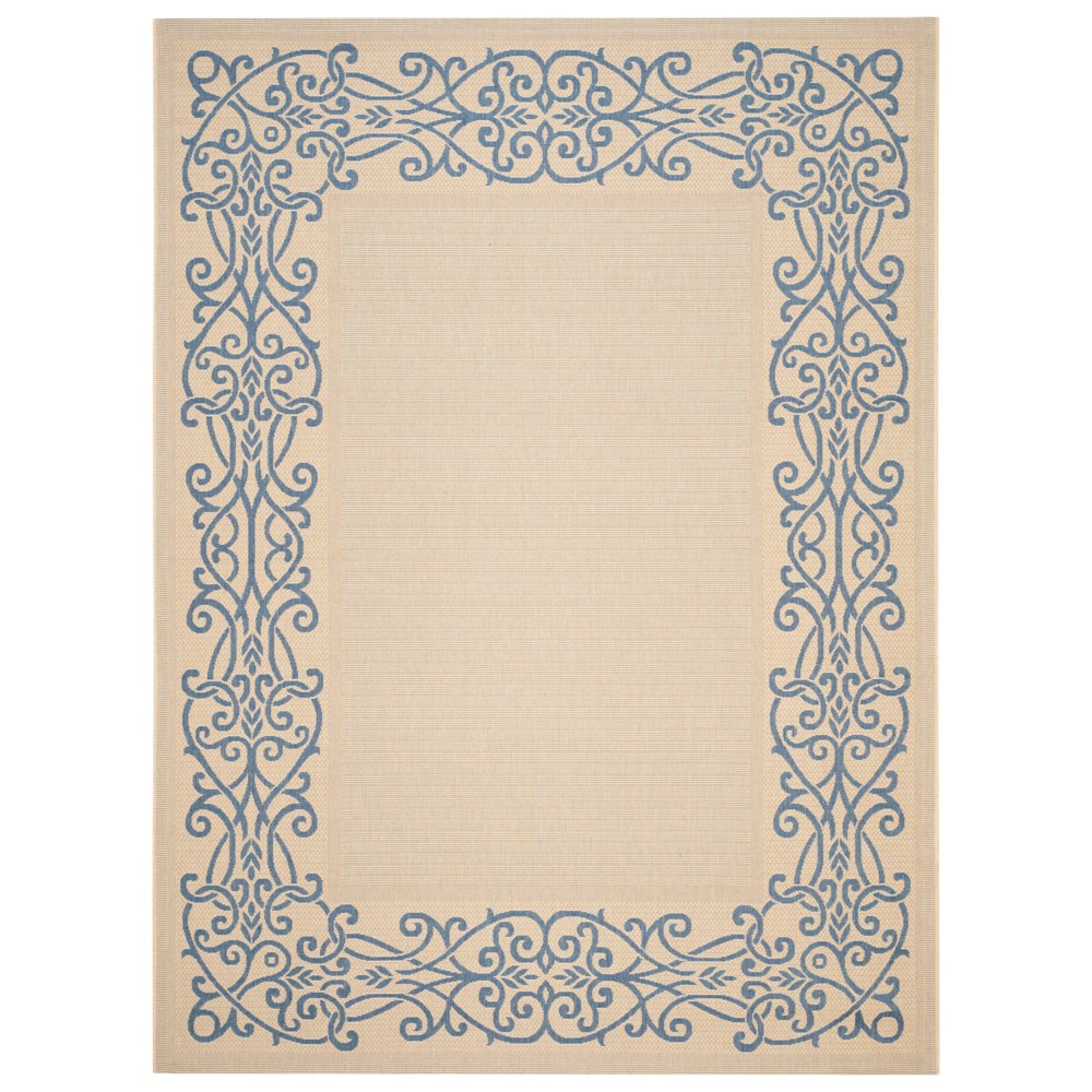 6'7inX9'6in Rectangle Bari Patio Rug Natural/Blue - Safavieh