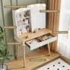 Small Vanity Desk with Mirror and Lights, Vanity Set with Two Fluted Drawers and Sliding Mirror - 3 of 4
