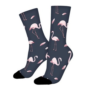 Pink Filamingo Women Printed Crew Socks Funny Funky Socks Soft Polyester Novelty Gifts for Artists Men - 1 of 1