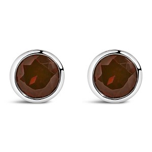 Haus of Brilliance Silver 6MM Bezel Set Created Gemstone Solitaire Stud Earrings - 1 of 4