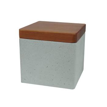 Concrete Bathroom Vanity Countertop Storage Organizer Canister Jar - Nu Steel