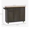 Aghana Digitals Farmhouse Rolling Kitchen Cart with Adjustable Shelves, Drawer, Triple Cabinets & - 3 of 4