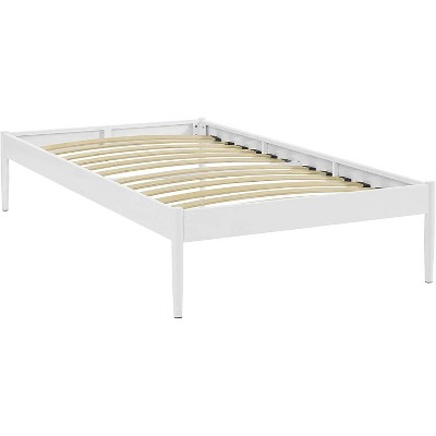 Elsie Modern Twin White Metal Frame Upholstered Bed with Slats