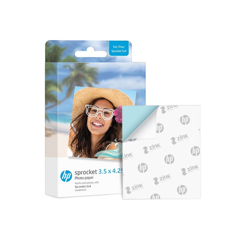 HP Sprocket 3.5 x 4.25" Zink Sticky-backed Photo Paper Compatible with HP Sprocket 3x4 Photo Printer, 2 of 5
