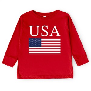 The Juniper Shop USA Flag Solid Toddler Long Sleeve Tee - 1 of 4