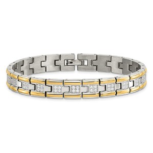 Chisel Stainless Steel Polished Yellow IP-plated with Cubic Zirconia 8.5" Link Bracelet - 1 of 4