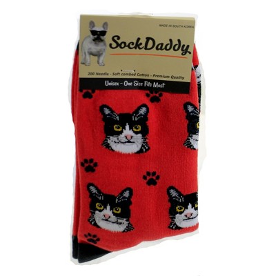 Novelty Socks 15.25" Black & White Cat Socks Premium Quality E & S Pet  -  Socks